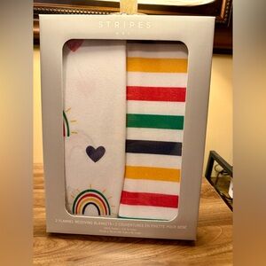 BNIB HBC Stripes Flannel Receiving Blankets x2